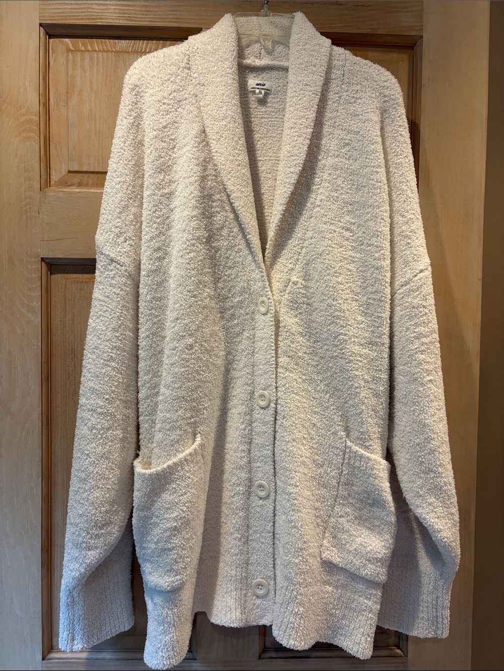 aerie Cream Bouclé Button Cardigan XXL
